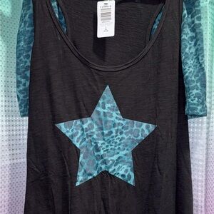 Torrid 2X/1X black blue leopard tank & shorts set